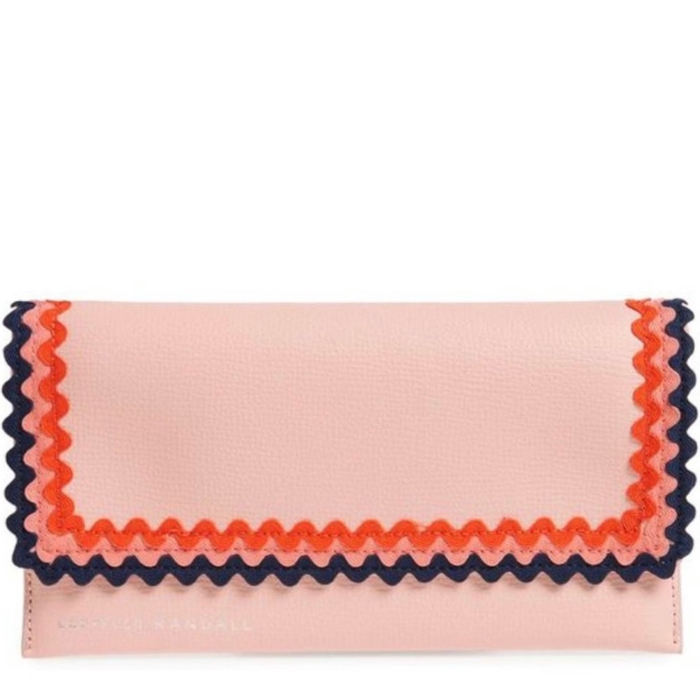 LOEFFLER RANDALL Tiered Ric Rac Leather Everything Wallet - soft pink